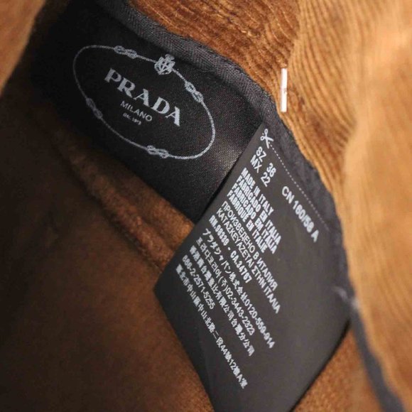 PRADA Corduroy Pants Brown High Rise Flare Leg Trousers size 36 Small Milano NEW - Picture 8 of 8